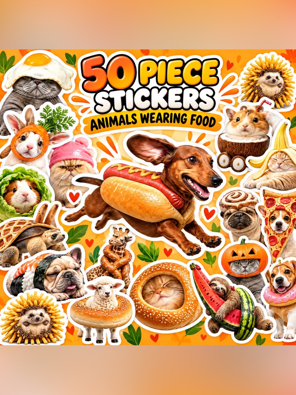 Animals Wearing Food-Set of 50 Stickers